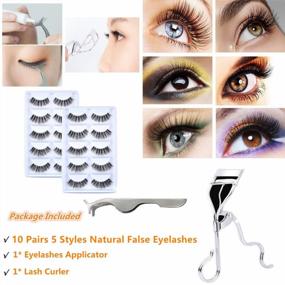 img 3 attached to Get Naturally Stunning Lashes: CINLITEK 10 Pairs 5 Styles Reusable 3D Handmade Mink False Eyelashes Set With Free Applicator And Lash Curler