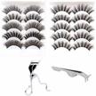 get naturally stunning lashes: cinlitek 10 pairs 5 styles reusable 3d handmade mink false eyelashes set with free applicator and lash curler logo