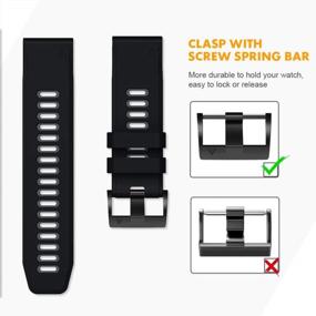 img 1 attached to NotoCity Silicone Sport Watch Band Compatible With Fenix 6X, 5X/5X Plus, 7X, 3/3 HR, Tactix Delta PX & D2 Charlie Smartwatches - Black-Grey