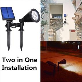 img 3 attached to YINGHAO Separated Solar Spot Lights Outdoor With 10Ft Cable, 2 Installation Options, Waterproof Landscape Light For Yard Garden Wall Pathway Flag Pole, Cool White (2 Pack) With Auto On/Off Feature