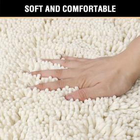 img 2 attached to Soft Shaggy Cream Bath Mat: Luxurious Microfiber Rug For Bathroom, Bedroom, Living Room - Washable, 20 X 32 Inches