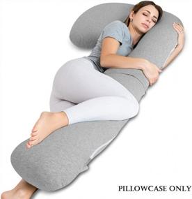 img 3 attached to Grey Jersey Full Body Pillow Cover For Pregnant Women - L-Shaped INSEN Pregnancy Body Pillow Cover