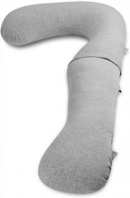 img 4 attached to Grey Jersey Full Body Pillow Cover For Pregnant Women - L-Shaped INSEN Pregnancy Body Pillow Cover