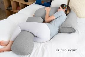 img 2 attached to Grey Jersey Full Body Pillow Cover For Pregnant Women - L-Shaped INSEN Pregnancy Body Pillow Cover