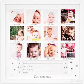 img 4 attached to 👶 1Dino My First Year Baby Keepsake Picture Frame - Adorable White Wood Frame for 12 Months of Precious Memories - Perfect Gift for Newborns, Baby Showers, and Nursery Decor