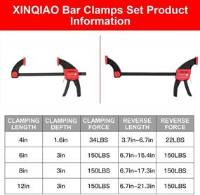 img 3 attached to Woodworking Bar Clamps Set By XINQIAO - One-Handed Spreader Clamp, Heavy Duty F Clamps With 150Lbs Force, 6-Inch, Pack Of 4