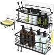 stylish and functional wall-mounted shower caddy & organizer with durable stainless steel - no-drill installation - set of 3 - black logo