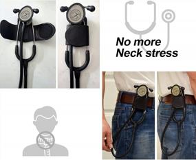 img 1 attached to Say Goodbye To Neck Carrying And Misplacement With Leather Stethoscope Holder Clip