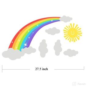 img 2 attached to 🌈 Bamsod Rainbow Kids Wall Stickers with Cloud and Sun Wall Decals - Peel and Stick Removable Wall Decor for Kids Nursery Bedroom Living Room - Size 11.8'' x 27''