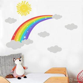 img 3 attached to 🌈 Bamsod Rainbow Kids Wall Stickers with Cloud and Sun Wall Decals - Peel and Stick Removable Wall Decor for Kids Nursery Bedroom Living Room - Size 11.8'' x 27''