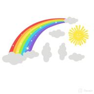 🌈 bamsod rainbow kids wall stickers with cloud and sun wall decals - peel and stick removable wall decor for kids nursery bedroom living room - size 11.8'' x 27'' logo