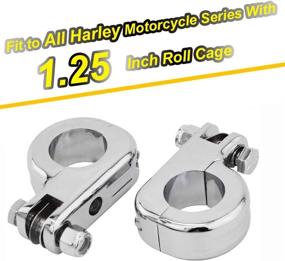 img 3 attached to 🏍️ Dasen 1.25" Bar Foot Pegs for Harley Davidson Touring Road King Street Glide Softail Dyna Sportster - Front Engine Guard Mounting Clamp Kit