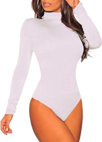 img 4 attached to 👗 Ancapelion Stretchy Turtleneck Bodysuit - Women's Bodycon Clothing for Lingerie, Sleepwear, and Lounge