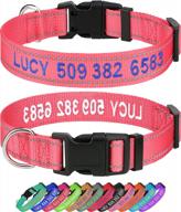taglory personalized dog collars, embroidered reflective dog collar with name and phone number, adjustable nylon dog collar for medium dogs, pink logo