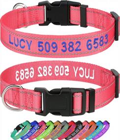 img 4 attached to Taglory Personalized Dog Collars, Embroidered Reflective Dog Collar With Name And Phone Number, Adjustable Nylon Dog Collar For Medium Dogs, Pink