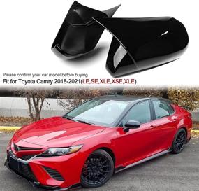 img 1 attached to 🔥 CKE Glossy Black Mirror Covers for Toyota Camry 2018-2022: Aggressive Look, Rearview Mirror Guard & Door Side Moulding Trims