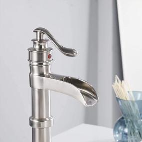 img 1 attached to Upgrade Your Bathroom With A Brushed Nickel Vessel Sink Faucet: Deck Mounted Waterfall Spout, Single Handle, And Pop Up Drain Stopper For A Modern Look
