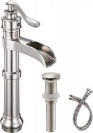 upgrade your bathroom with a brushed nickel vessel sink faucet: deck mounted waterfall spout, single handle, and pop up drain stopper for a modern look логотип