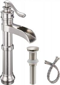img 4 attached to Upgrade Your Bathroom With A Brushed Nickel Vessel Sink Faucet: Deck Mounted Waterfall Spout, Single Handle, And Pop Up Drain Stopper For A Modern Look
