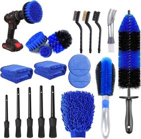 img 4 attached to 🚗 Premium 20Pcs Car Wheel Tire Detailing Brush Set: Ultimate Car Detailing Kit for Sparkling Wheels, Interior, and Exterior Cleaning