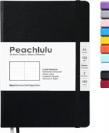 записная книжка peachlulu среднего размера в твердом переплете: журнал в линейку с плотной бумагой 100 gsm, 2 закладками и черными страницами в линейку - 5,7 x 8 дюймов логотип