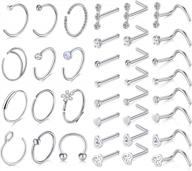 silver stainless steel nose piercing hoops for women - modrsa 20 gauge nose rings and piercings logo