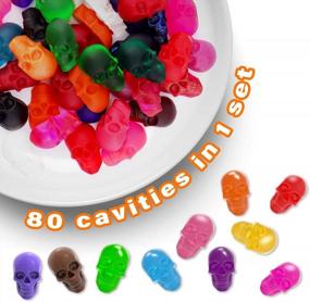 img 2 attached to BUSOHA Gummy Skull Candy Molds Silicone, 2 Pack 40 Cavity Non-Stick Skull Silicone Molds With 1 Droppers For Chocolate, Candy, Jelly, Ice Cube, Dog Treats