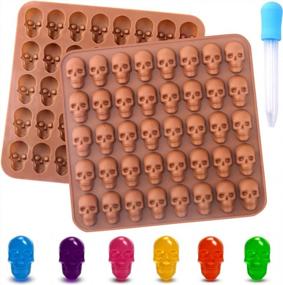 img 4 attached to BUSOHA Gummy Skull Candy Molds Silicone, 2 Pack 40 Cavity Non-Stick Skull Silicone Molds With 1 Droppers For Chocolate, Candy, Jelly, Ice Cube, Dog Treats