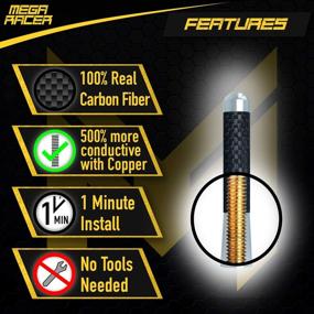 img 2 attached to 🚗 Mega Racer 3 Inch Silver Carbon Fiber Antenna - Superior AM/FM Radio Reception, Anti-Theft Design, Car Wash Safe - Universal Car, Truck, SUV Antenna Replacement