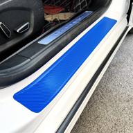 🚗 set of 4 x 23.6-inch car door sill protectors - carbon fiber vinyl wrap stickers for automotive scuff plate film, anti-scratch entry guards for suv trucks - interior accessories (4d blue) логотип