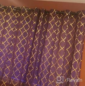 img 6 attached to Gold Moroccan Tile Print Curtains For Girls Room/Kids Room - Set Of 2 Panels, 63 Inch Length, Sheer Purple Drapes For Bedroom By Kotile
