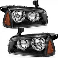 2006-2010 dodge charger headlight assembly replacement - black housing, amber reflector & clear lens logo