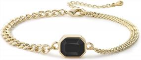 img 4 attached to Dainty HOKEMP Gold Chain Bracelet For Women And Girls - Adjustable With Birthstone Link, Fashionable 14K Gold Plated Jewelry.