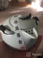 img 1 attached to Portable Travel Tea Set - 100% Handmade Chinese/Japanese Vintage Kungfu Gongfu Porcelain Teapot & Teacups, Bamboo Tray & Mat With Portable Bag (White-2 Cups) | OMyTea® review by Kimoni Parson