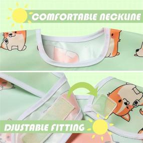 img 3 attached to 🍼 Little Dimsum 3-Pack Baby Bibs: Waterproof, Easy to Clean, Adjustable, with Large Pocket - Ideal for Feeding, Weaning, and Messy Mealtime - Suitable for Babies and Toddlers (Cat, Dog, Bear Designs)
