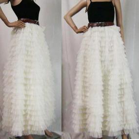 img 3 attached to Women'S Bridal Tulle Maxi Skirt With Layered Ruffles And Pleats