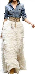 img 4 attached to Women'S Bridal Tulle Maxi Skirt With Layered Ruffles And Pleats