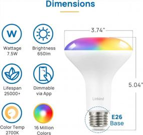 img 3 attached to Linkind Smart WiFi Flood Light Bulbs, RGBW Color Changing LED Light Bulb, BR30 E26 50W Equivalent, 2700K Warm White Bulbs Compatible With Alexa & Google Home, No Hub Needed, 2.4Ghz WiFi, 4 Pack