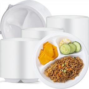 img 4 attached to 150 Pack 9 Inch White Plastic Plates With 3 Compartments - Food Grade BPA Free Reusable Dinnerware.