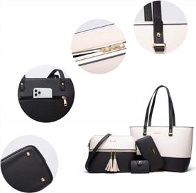 img 2 attached to Stylish 4-Piece Set Of Women'S Fashion Handbags: Tote, Shoulder Bag, Top Handle Satchel, And Purse
