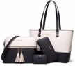stylish 4-piece set of women's fashion handbags: tote, shoulder bag, top handle satchel, and purse logo