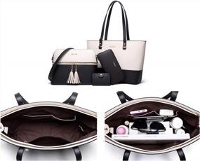 img 1 attached to Stylish 4-Piece Set Of Women'S Fashion Handbags: Tote, Shoulder Bag, Top Handle Satchel, And Purse