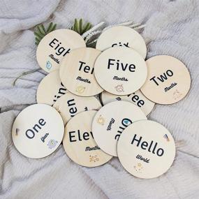 img 4 attached to 🌟 Nool Monthly Baby Milestone Discs: Space-Themed 13 Pc. Set for Newborn Boys and Girls, Perfect Photo Props with Natural Wood, Includes Drawstring Bag and Congratulations Card