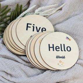 img 1 attached to 🌟 Nool Monthly Baby Milestone Discs: Space-Themed 13 Pc. Set for Newborn Boys and Girls, Perfect Photo Props with Natural Wood, Includes Drawstring Bag and Congratulations Card
