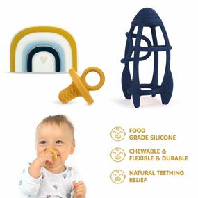 img 3 attached to Органические силиконовые прорезыватели для успокоения вашего новорожденного - детские жевательные игрушки Bambiya с экологически чистой функцией замораживания, идеальный подарок для младенцев в различных цветах