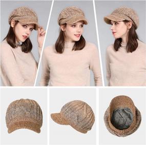 img 2 attached to Womens Winter Knit Visor Beanie Newsboy Cap - Warm Hat For Cold Snow Weather Girl 55-60Cm