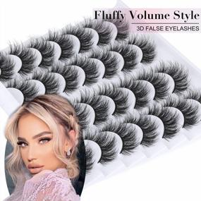 img 3 attached to Newcally Eyelashes False Lashes Natural 6D Fluffy Faux Mink Eye Lashes Wispy Strip Volume Fake Eye Lashes Soft Curly Reusable 14 Pairs Lashes Multipack -6D04