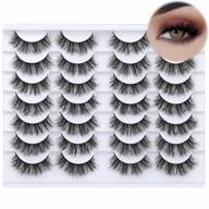 newcally eyelashes false lashes natural 6d fluffy faux mink eye lashes wispy strip volume fake eye lashes soft curly reusable 14 pairs lashes multipack -6d04 logo