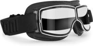 🏍️ bertoni motorcycle riding goggles - black leather, chromed frame, anticrash clear lens, special ventilation - mod.af188b - vintage aviator helmet glasses logo