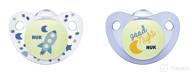 👶 boy's nuk cute-as-a-button orthodontic pacifiers, 0-6 months, 2-pack - glow-in-the-dark logo